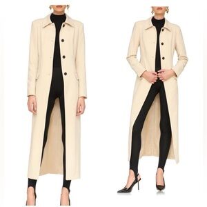 Avec Les Filles Single-Breasted Tailored Cutaway belted Maxi trench NWOT